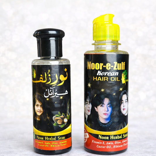 BTS Korean Hair Oil & Noor-e-Zulf Herbal Hair Oil | Dual Hair Care Oils for Strong, Shiny & Healthy Hair